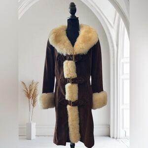Vintage Country Pacer Velvet Shearling Penny Lane Coat